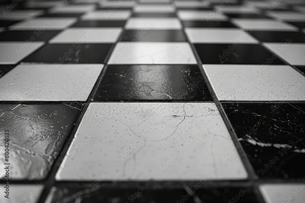 Poster a design featuring a grid of tiny, perfect squares, each alternating in black and white, reminiscent