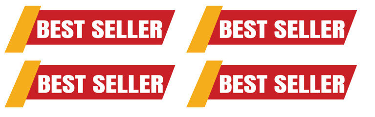 Best seller sticker, label, banner, ribbon collection. Set of best seller emblem for sale, special offer, promotion, advertising