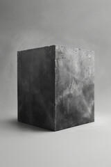 A minimalistic rendering of a cube, with an outline in black against a gray background, exploring geometric solidity,