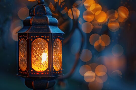 A close-up of a single lantern, Diwali stock images, realistic stock photos