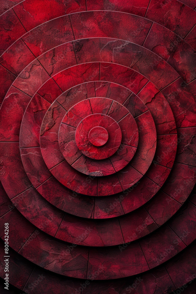 Leinwandbilder a composition with several concentric circles, each a slightly darker shade of red, emanating from a