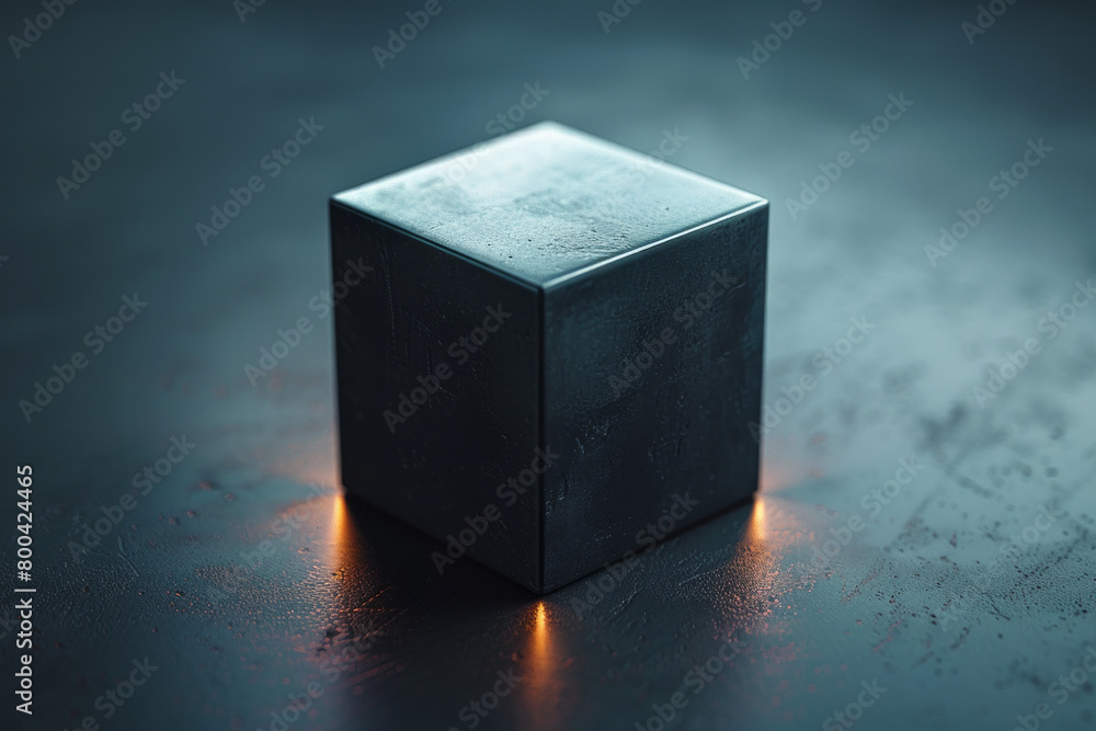 Aufkleber a graphic representation of an isometric view of a cube, using light gray lines on a dark gray backg