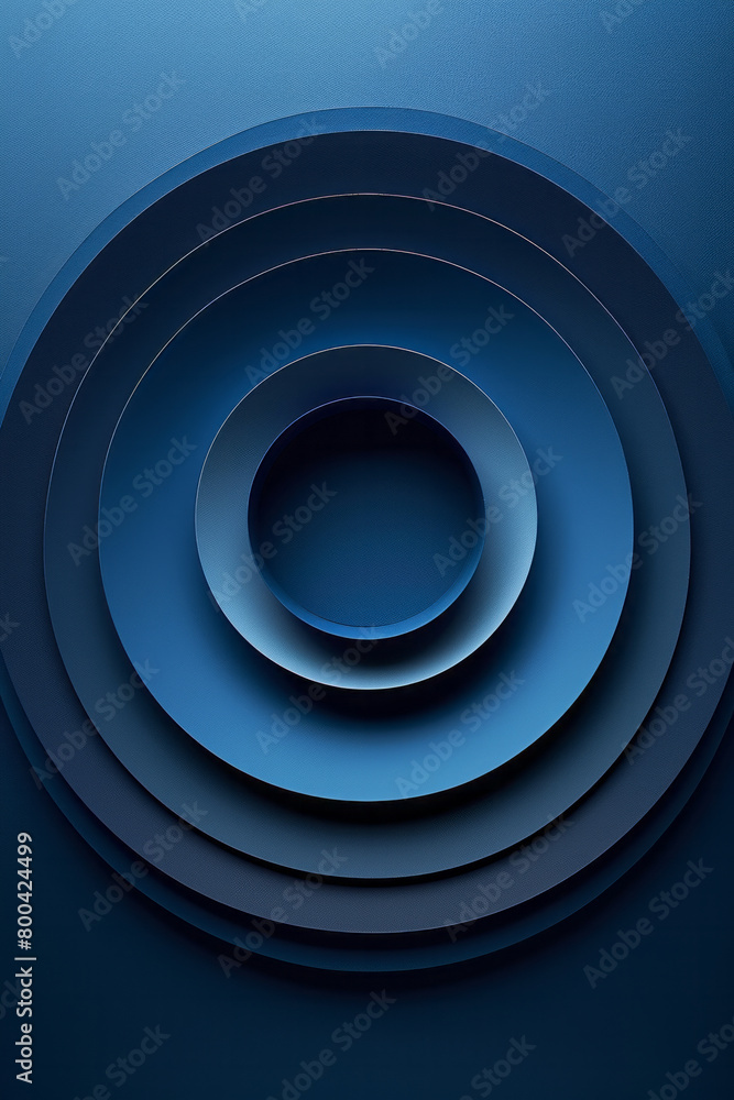 Poster A minimalist depiction of overlapping rings, each ring a different shade of blue, symbolizing harmony and continuity,