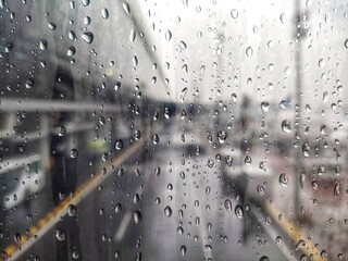 rain drops on airport window