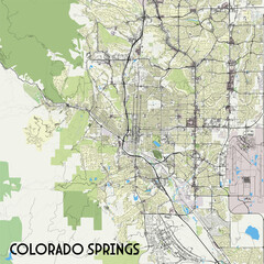 Colorado Springs, Colorado, USA map poster art