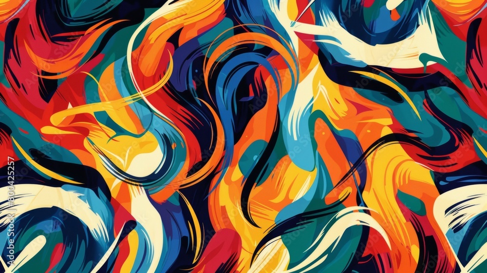 Poster an energetic abstract pattern inspired by the rhythm and movement of music.