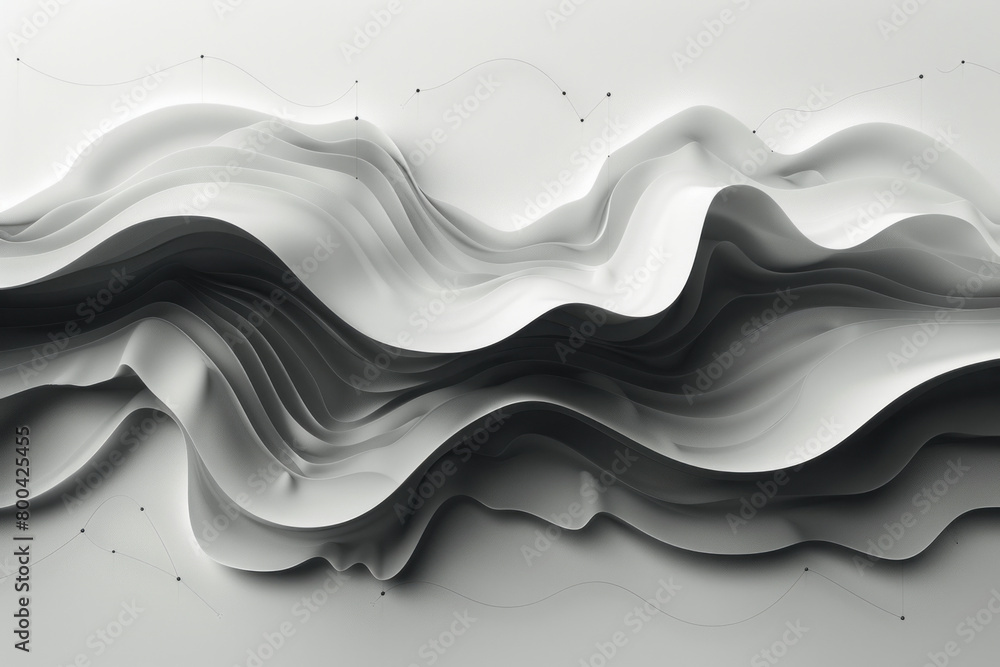 Fototapete A minimalist design with waves of thin lines that seem to ripple across the canvas, representing the flow of information,