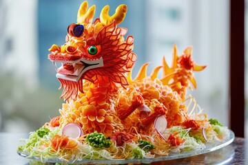 Dragon made of salad