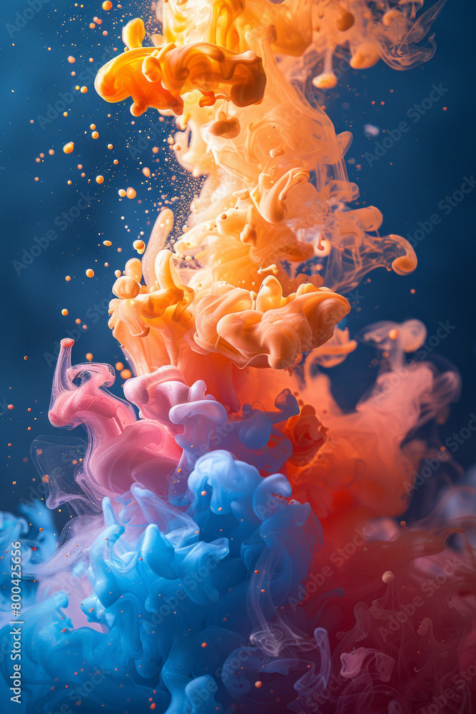 Poster an artistic flow of paint splatters that dynamically burst across the canvas, representing creativit