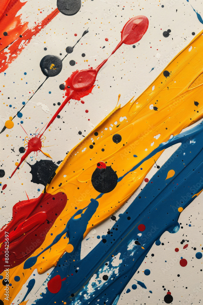 Poster an artistic flow of paint splatters that dynamically burst across the canvas, representing creativit