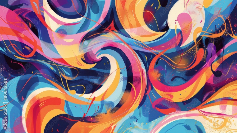 Poster an energetic abstract pattern inspired by the rhythm and movement of music.