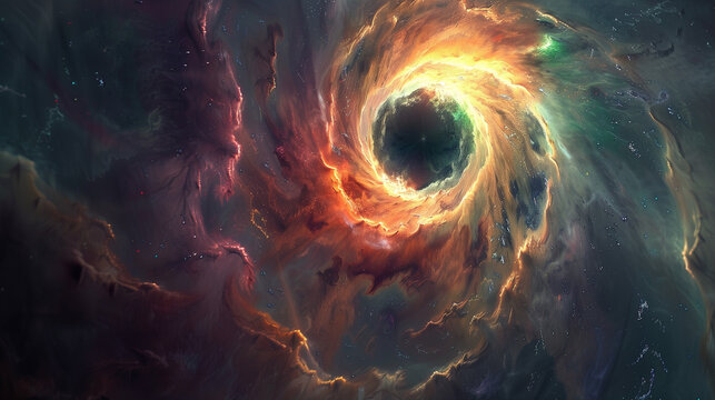 Artistic depiction of a vibrant cosmic vortex or nebula.
