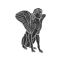 Harpy Icon Silhouette Illustration. Greek Creatures Vector Graphic Pictogram Symbol Clip Art. Doodle Sketch Black Sign.