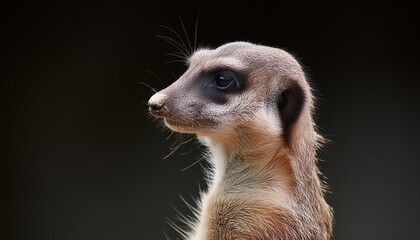 Fototapeta premium meerkat close up head on black backgroun
