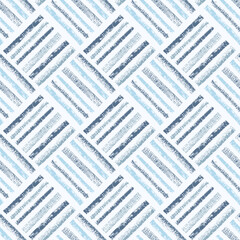 Obraz premium Hand drawn grunge style weaving seamless pattern.Vector wicker texture in denim dreams colors. Geometric simple print. Modern print for textile, fabric, wallpaper, wrapping, scrapbook and packaging