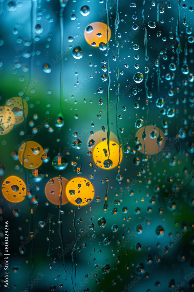 Aufkleber a detailed image of raindrops on a window, magnifying the way light bends and colors reflect in each
