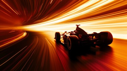 Speed of a racing car, his graceful silhouette, he races towards the future with determination and...