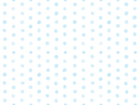 Seamless pattern of  blue polka dot on white background, pastel water color polka dot, hand drawn style