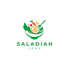 vegetables and eggs in a bowl for salad logo, vegan or vegetarian