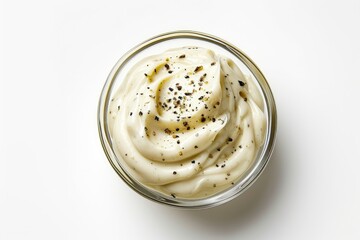 black pepper mayonnaise isolated in white background