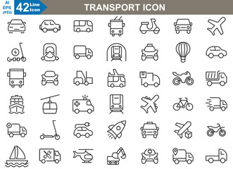 Transport line Icons set vector illustrator. 