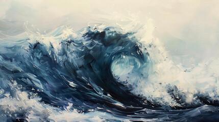 A monumental and awe-inspiring wave, towering with strength against a pure white canvas.