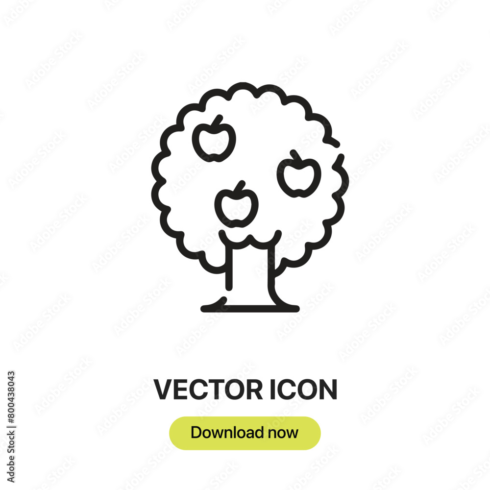 Poster Apple tree icon vector. Linear-style sign for mobile concept and web design. Apple tree symbol illustration. Pixel vector graphics - Vector.	

