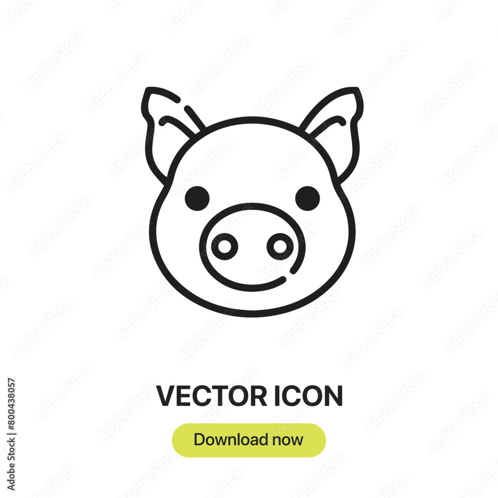 Fototapete Pig icon vector. Linear-style sign for mobile concept and web design. Pig symbol illustration. Pixel vector graphics - Vector.	
