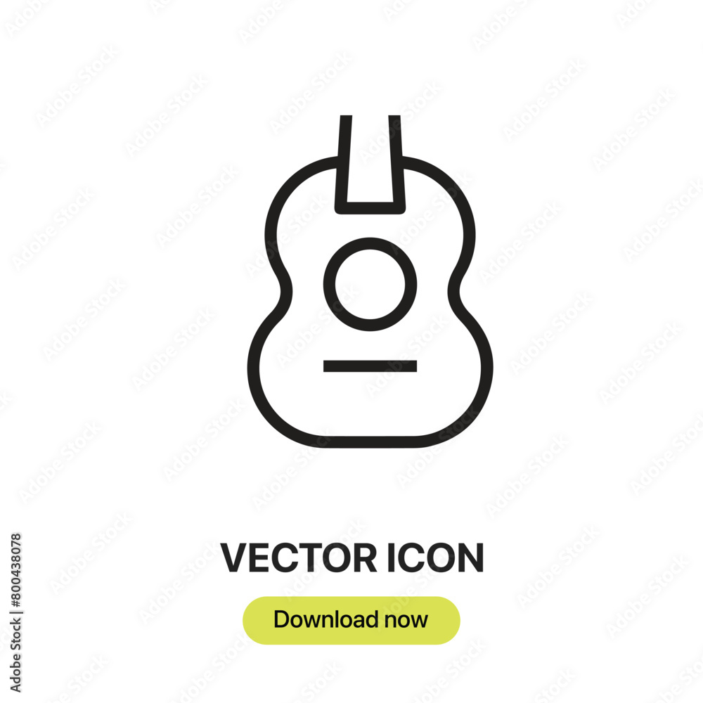 Aufkleber Guitar icon vector. Linear-style sign for mobile concept and web design. Guitar symbol illustration. Pixel vector graphics - Vector.	
