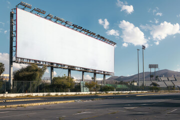 Obraz premium white billboard near to the soccer stadium