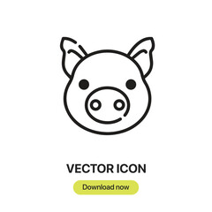 Pig icon vector. Linear-style sign for mobile concept and web design. Pig symbol illustration. Pixel vector graphics - Vector.	
