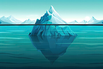 an illustration of an iceberg with an iceberg in the water