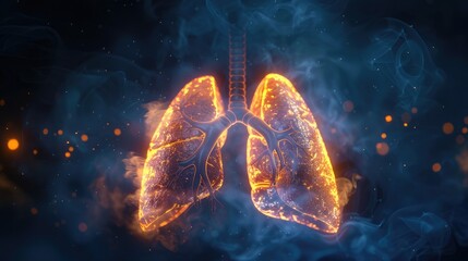a computer generated image of a person s lungs with smoke coming out of them - Powered by Adobe