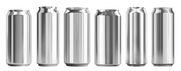 set of aluminium tin cans