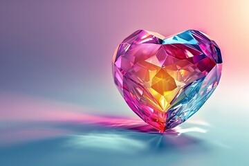 A logo that includes a vibrant gemstone heart, representing love and value