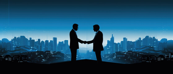 Fototapeta premium generated Illustration Business handshake against the background of city buildings