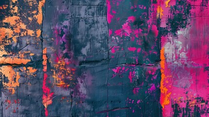 abstract grunge psychedelic illustration wallpaper with dark neon synthwave colors and eroded texture