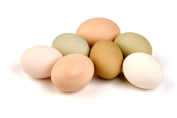 Chicken eggs, isolated on white background