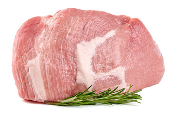 Raw pork ham, pork leg, isolated on white background