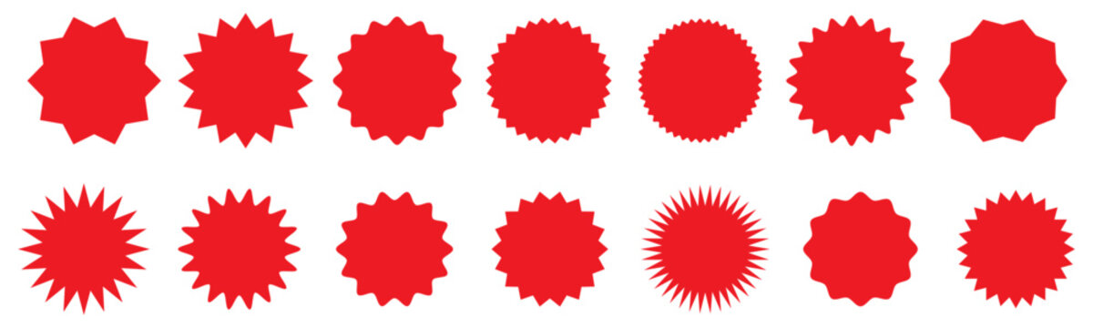 Set of star burst stickers round shape. Vector starburst price tage icon.