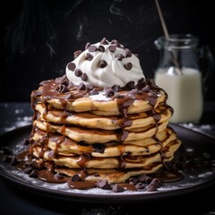 white cream pancakes with chocolate