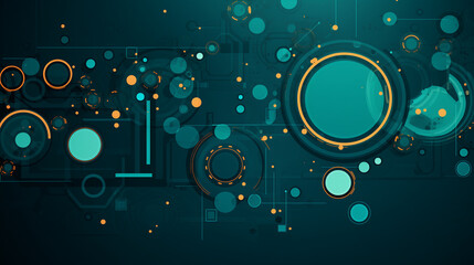 Obraz premium Teal and Orange Tech Circuits, Abstract Connectivity Background with Copy Space