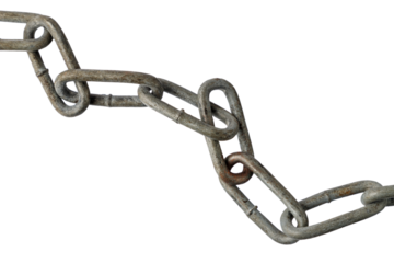 Old rusty chain isolated on white background.