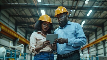 Engineers with Tablet in Factory