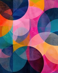 Obraz premium a colorful painting of circles on a blue background