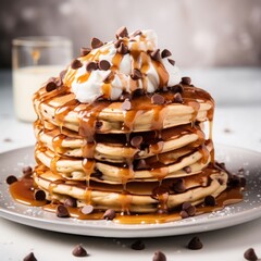 stack of pancakes with sauce