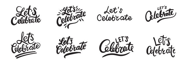 Let's Celebrate text banner. Hand drawn vector art. 