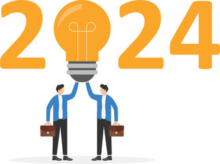 2024 annual planning concept, goals or direction for the organization, business team is brainstorming in a meeting

