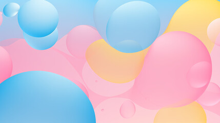 Playful Bubbles Design, Pastel Pink and Blue, Cheerful Abstract Background with Copy Space