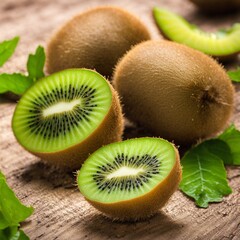 Fototapeta premium kiwi fruit on a wooden table